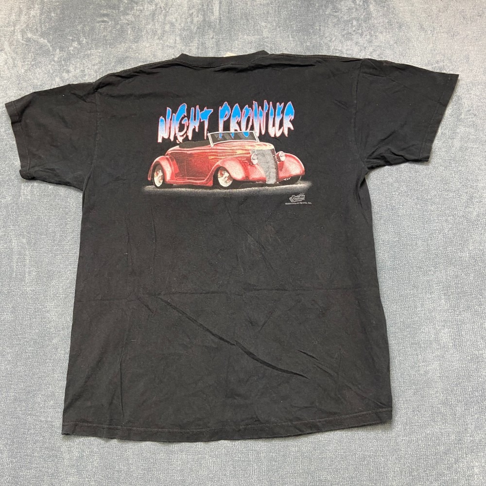 Vintage Fruit of The Loom Night Prowler T Shirt Mens XL Black Graphic Summer